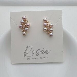 E335 Handmade 14KGP Metallic Luster Freshwater Baby Pearl Studs Earring